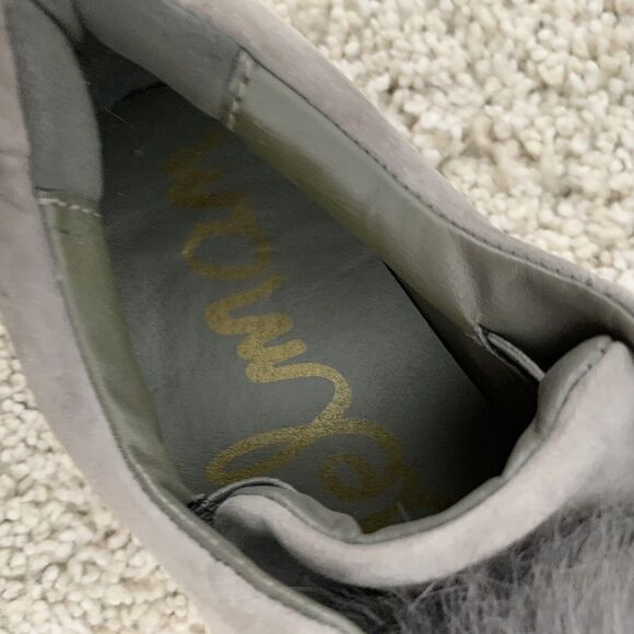 Sam Edelman Shoes Womens 6.5 LEYA Gray Suede Leather Pom Pom Fur Slip-On Sneaker - Picture 5 of 7
